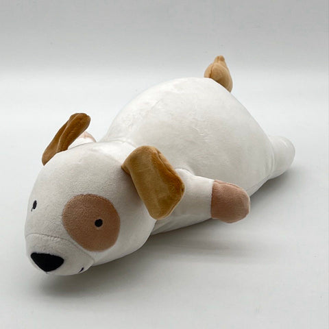 Pillowfort Weighted Plush Dog Baby Stuffed Animal White Brown Spot 15 Inch