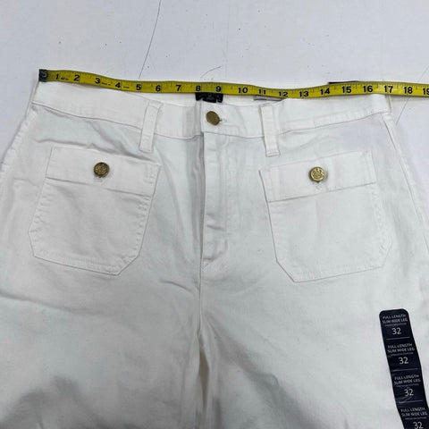 J.Crew Women's White Full Length Slim Wide-Leg Pants Size 32 NWT