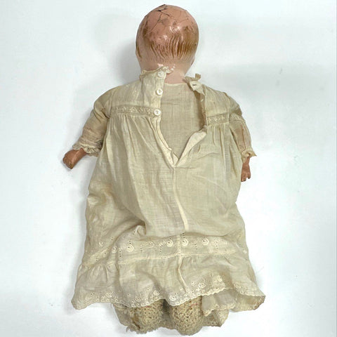 Effanbee Antique 1920s Composition Baby Doll Lace Gown Vintage 16 Inch