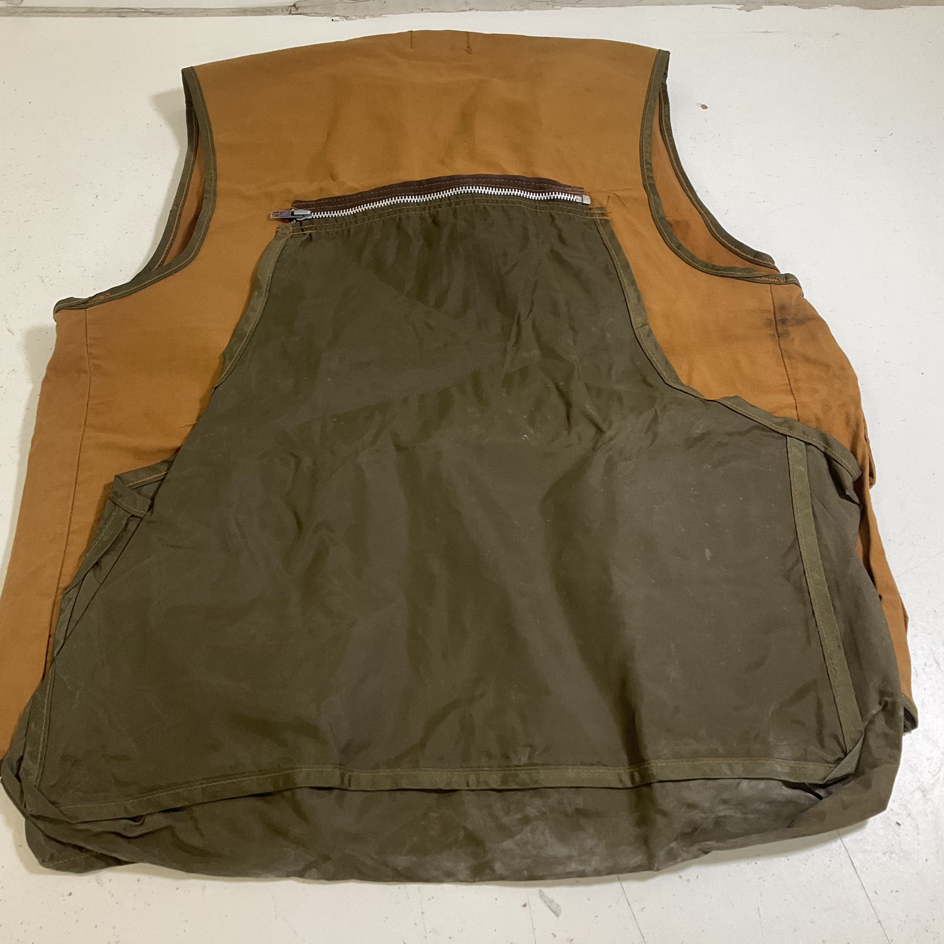 Vintage 70s Saf T Bak Canvas Hunting Game Vest Pheasant Lining USA Made Mens L