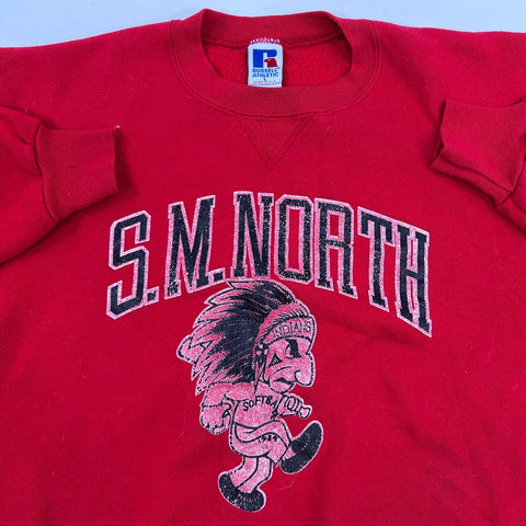 Vintage 80s SM North High School Crewneck Sweatshirt Lot Russell Artex Sz L-XL