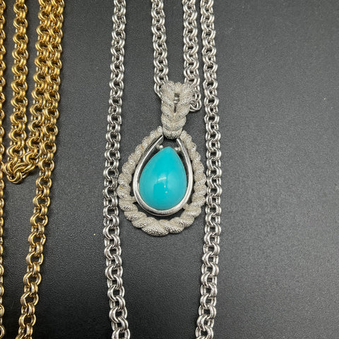 Vintage Avon Costume Jewelry Lot of 3 Pendant Necklaces Gold & Silver Tone