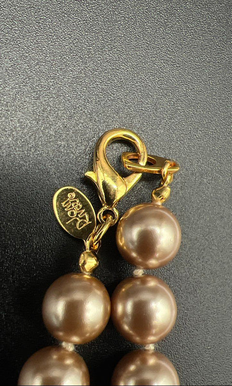 Vintage Joan Rivers Signed Faux Pearl Necklace & Earring Set Gold Tone Lot of 3