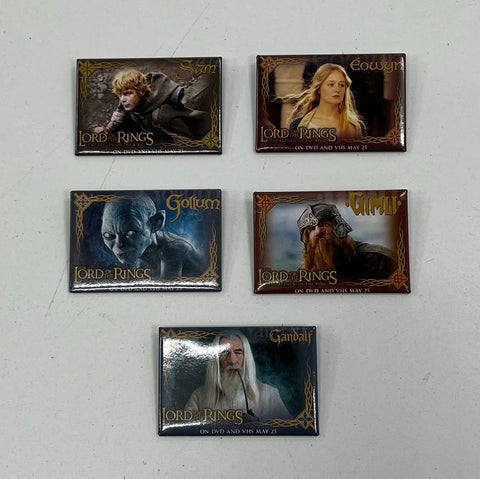 Lot of 5 Vintage 2004 Lord of the Rings ROTK Promo Pins Gandalf Gollum