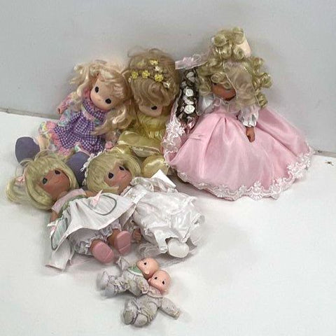 Vintage Precious Moments Dolls Lot of 7 Collectible 12" & 5" Vinyl Cloth