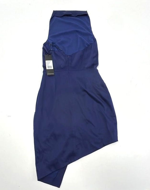 Elliatt Women's Camo Dress Navy Blue High Neck Asymmetrical Wrap NWT Sz S