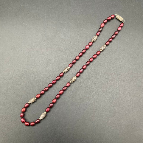 Freshwater Cultured Pearl Necklace Lot of 4 Grey Burgundy Chocolate Multi-Strand