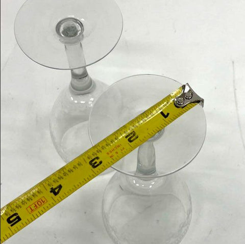 Vintage Needle Etched Scroll Band Wine Glasses Water Goblets Set of 2