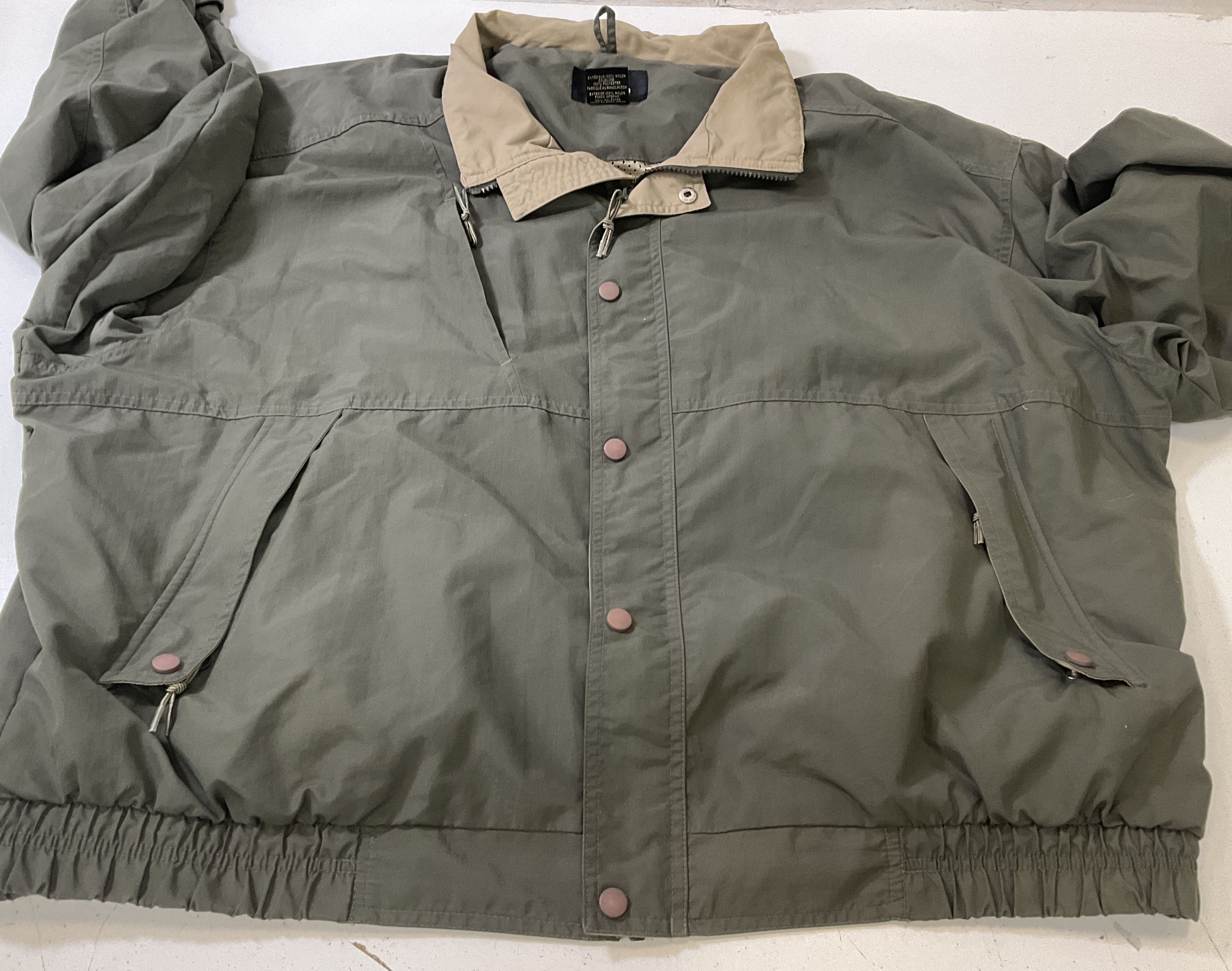 Vintage Red Head Men's Olive Green Jacket Zip & Snap Multi Pocket Size 3XL