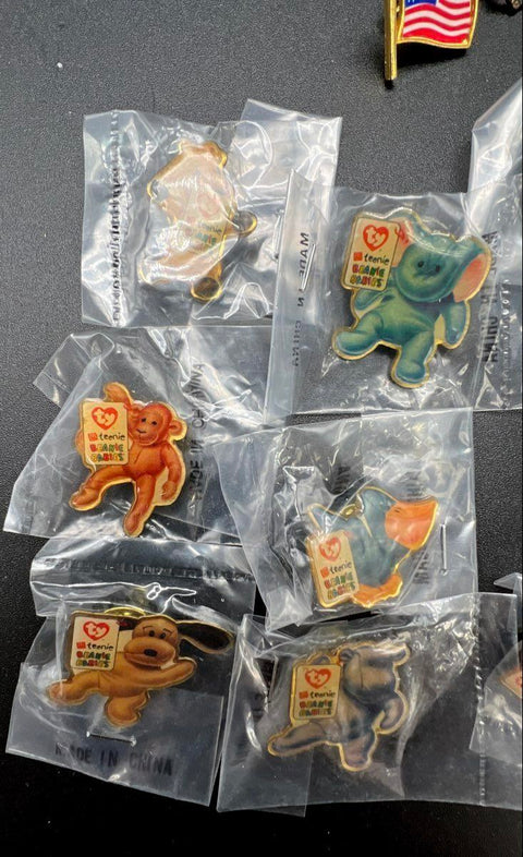 Ty Teenie Beanie Babies Collectible Lapel Pin Lot 14 Pieces 12 Sealed Vintage