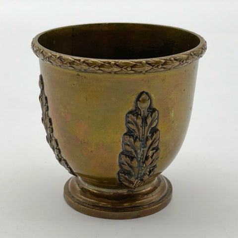 Rex Brass Cup Neoclassical Style Wreath Leaf Relief Footed Vintage