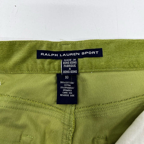 Ralph Lauren Sport Women's Green Corduroy Straight Leg 5-Pocket Pants Sz 10