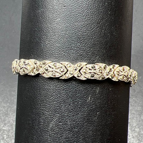 925 Sterling Silver Marcasite Tennis Bracelet 14.04g