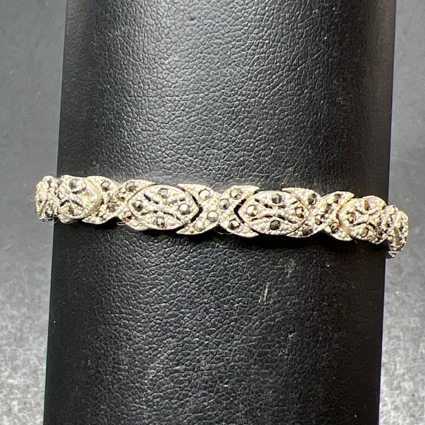 925 Sterling Silver Marcasite Tennis Bracelet 14.04g