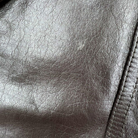 Vintage 90s Jacqeline Ferrari Brown Genuine Leather Hooded Parka Jacket Men's L