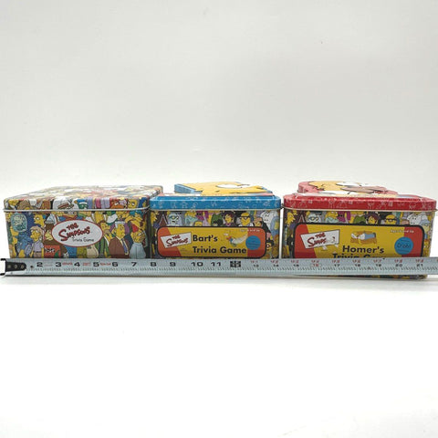 The Simpsons Trivia Game Lot Homer & Bart Character Tins 3 Pieces Vintage