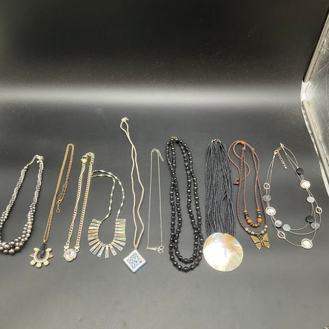Eclectic Wearable Jewelry Lot 11 Necklaces Abalone Mother of Pearl Boho Modern