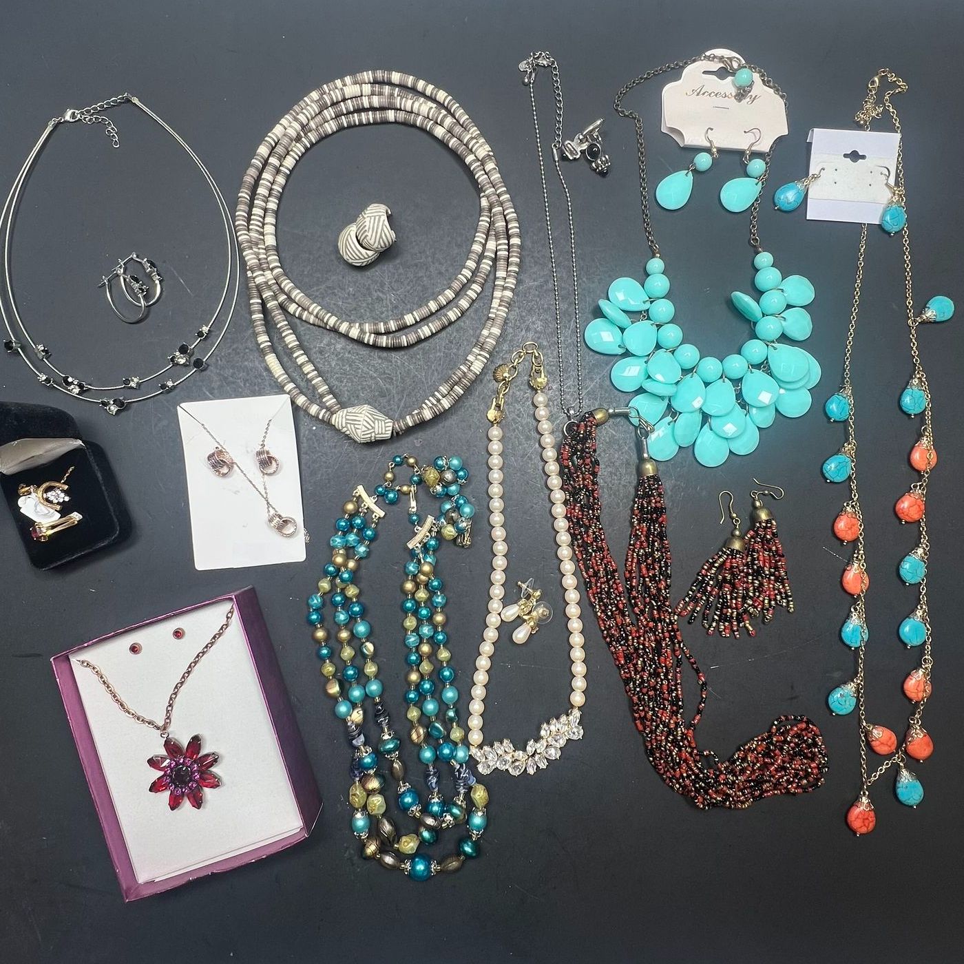 Lot of 11 Jewelry Sets Complimentary Necklace Earrings Styles Vary