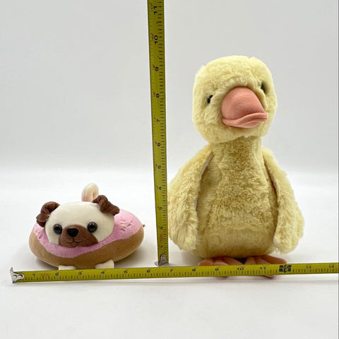 Douglas Stuffed Animal Plush Lot Pug Dog in Donut and Yellow Duckling 2 Pieces