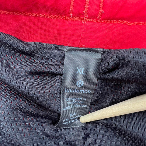 Lululemon Red Athletic Lined Back Zip Pocket Shorts Men's XL