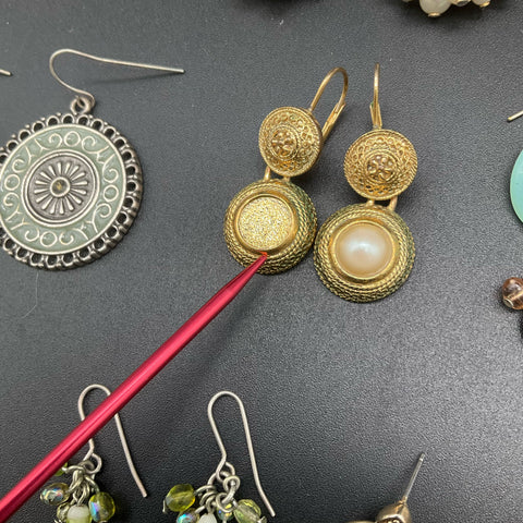Vintage & Modern Pierced Earrings Jewelry Lot of 28+ Pairs Hoops Dangles Studs