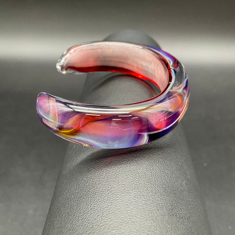 Kevin O'Grady Aurora Borealis Art Glass Bangle Cuff Bracelet Signed