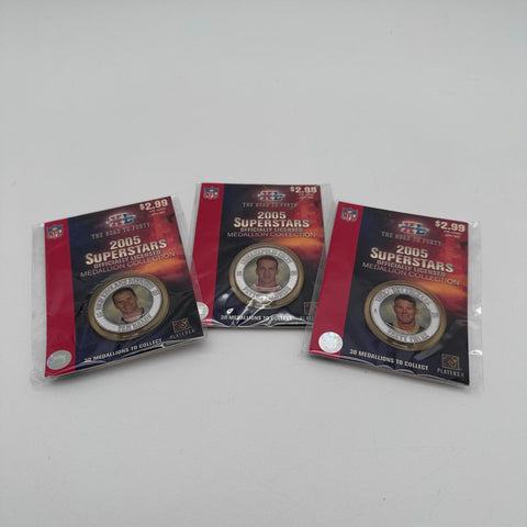 NFL Football Medallion Lot 2005 Superstars Brady Manning Favre 3 Coins New