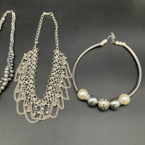 Mixed Style Costume Jewelry Lot 6pc Faux Pearl Seed Bead Statement Necklaces