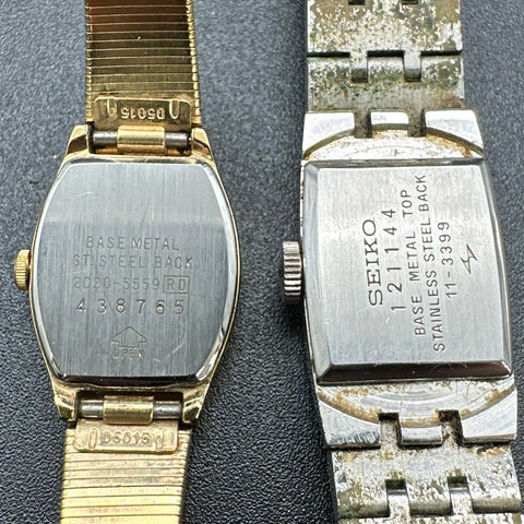 Lot of 2 Vintage Seiko Women's Watches Gold Tone Quartz & Silver Tone 11-3399