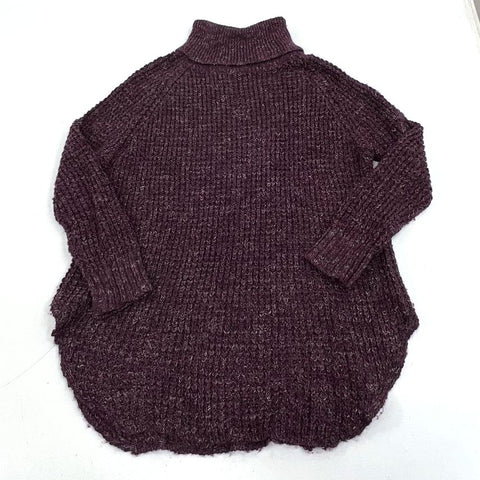 Free People Purple Tweedy Dylan Chunky Knit Turtleneck Sweater Women's S
