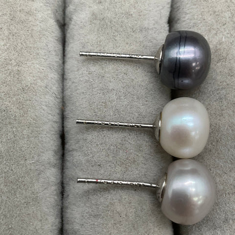 Sterling Silver 925 Pearl Gemstone Earring Lot of 10 Pairs Studs Dangles