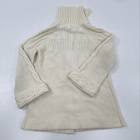 Vintage 90s RSG Women's Cream Cable Knit Chunky Cardigan Sweater Pockets Sz M