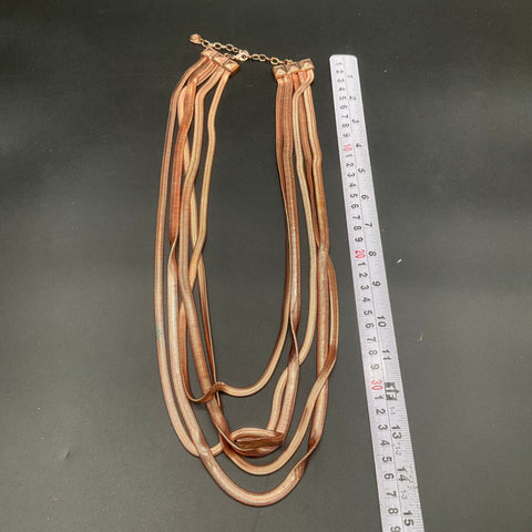 Graziano Rose Gold Tone Multi-Strand Snake Chain Necklace & Beaded Bracelet Set