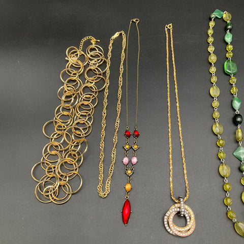 Fashion Jewelry Lot of 8 Necklaces Gold Silver Tone Rhinestone Beaded Wearable