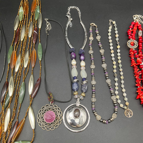 Chico's & Fashion Jewelry Lot of 10 Necklaces Bib Pendant Beaded Multi-Strand