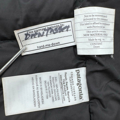 Patagonia Kids Down Sweater Puffer Jacket Black Full Zip Size L 12