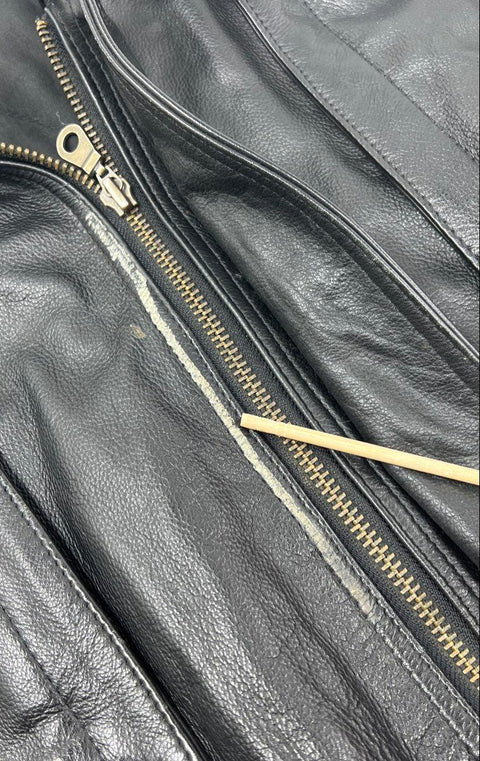 Vintage 90s Phase 2 Genuine Leather Bomber Jacket Quilted Lined Biker Sz 3XL