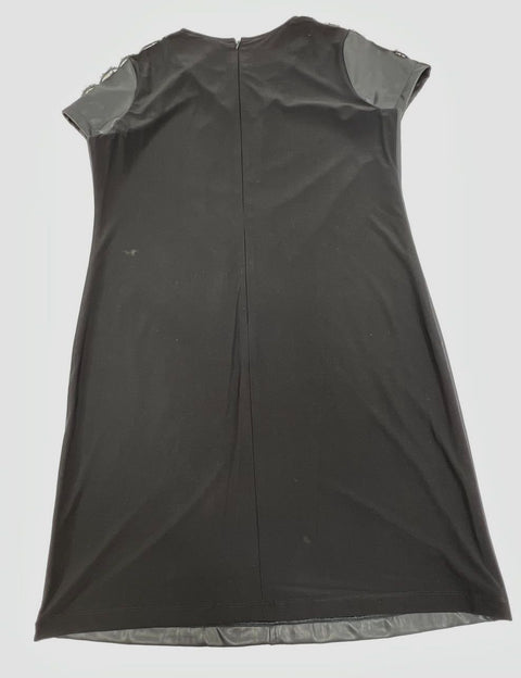 Anne Klein Faux Leather Lace Trim Sheath Dress Black Sz 10 NWT