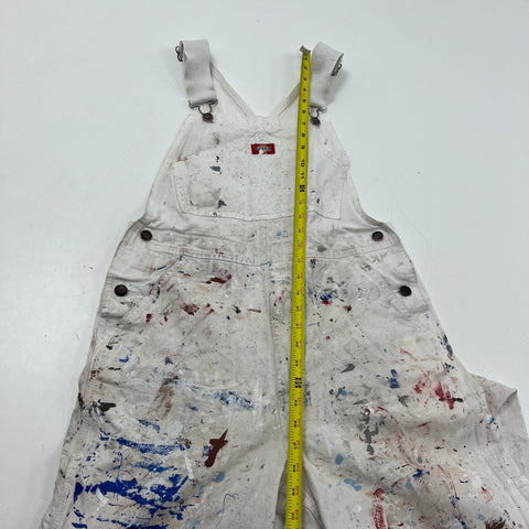 Dickies White Paint Splatter Distressed Bib Overalls Workwear Men's 34x28