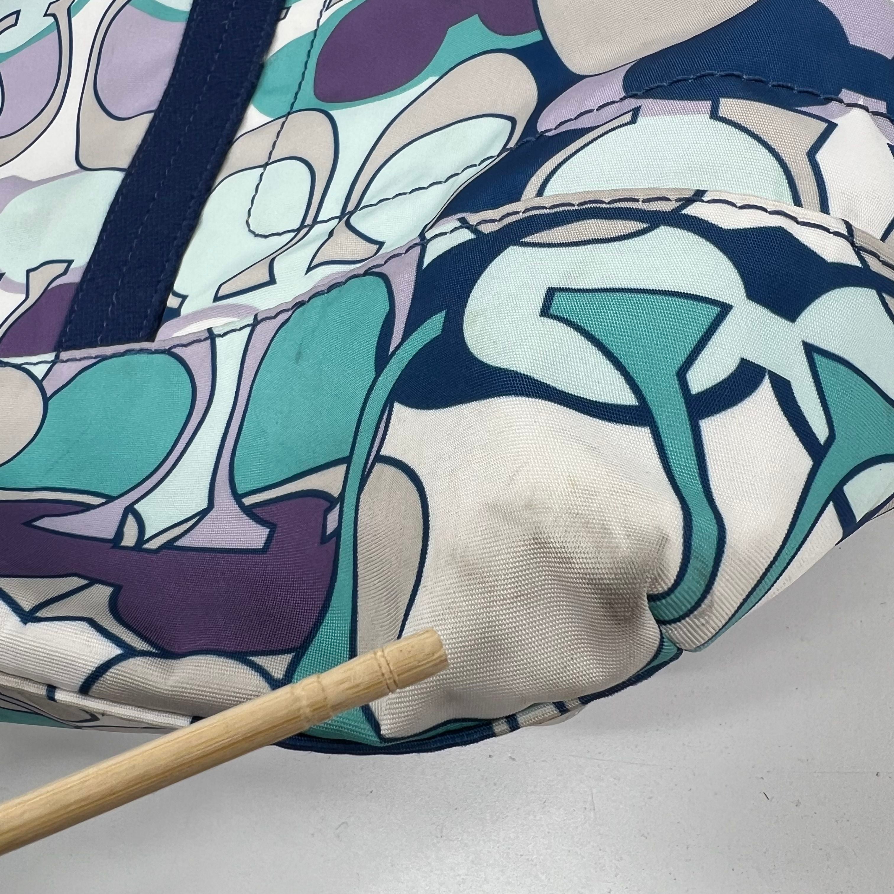 Coach OP Art Print Blues Signature Logo Graphics Weekender Bag Duffle F77285