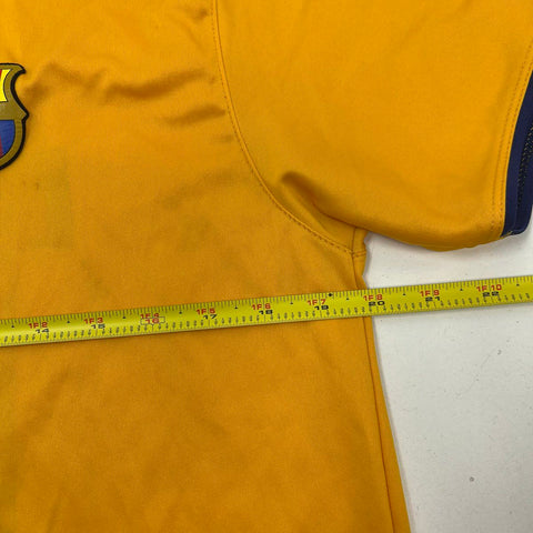 FC Barcelona Men's Yellow Qatar Airways Beko V-Neck Soccer Jersey Shirt Size L