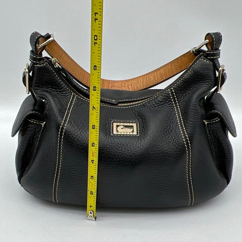 Dooney & Bourke Black Pebble Grain Leather Hobo Shoulder Bag Gold Hardware