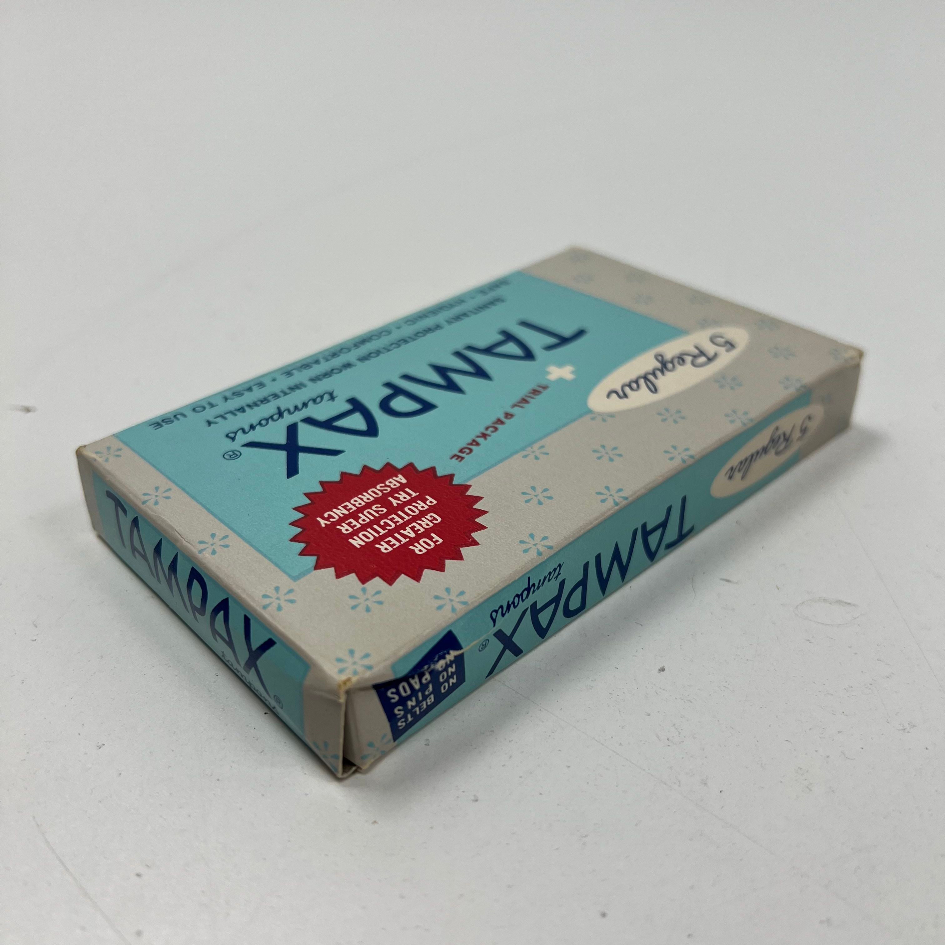 Vintage 1960s Tampax Tampons Trial Package Unused Full Box 5 Regular USA Made