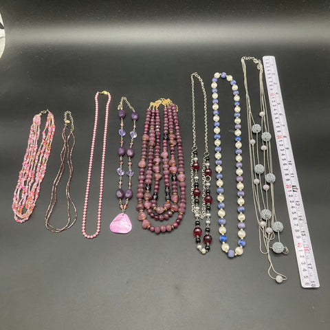 Costume Jewelry Lot of 8 Necklaces Beaded Multi-strand Shell Pendant Fashion
