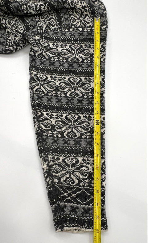 Vintage 90s Woolrich Women's Gray Fair Isle Nordic Clasp Cardigan Sweater Sz M