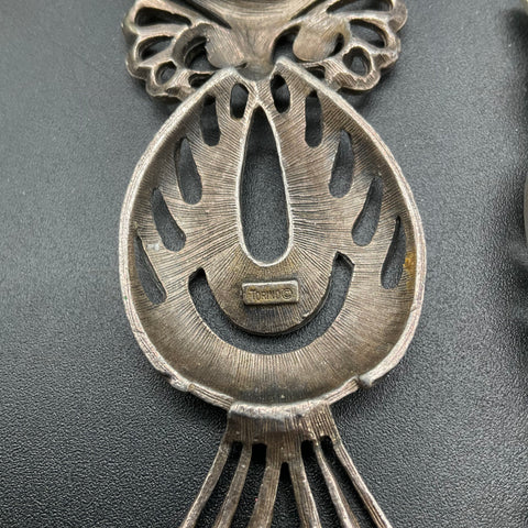 Vintage Owl Pendant Necklace Lot of 3 Silver Tone Torino Blue Stone Whimsical