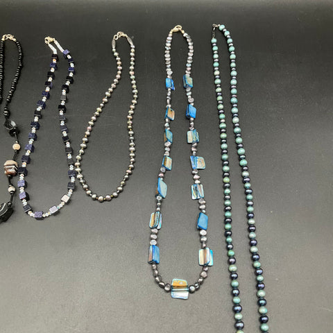Mixed Beaded Fashion Jewelry Lot of 6 Necklaces Faux Pearl Agate Shell