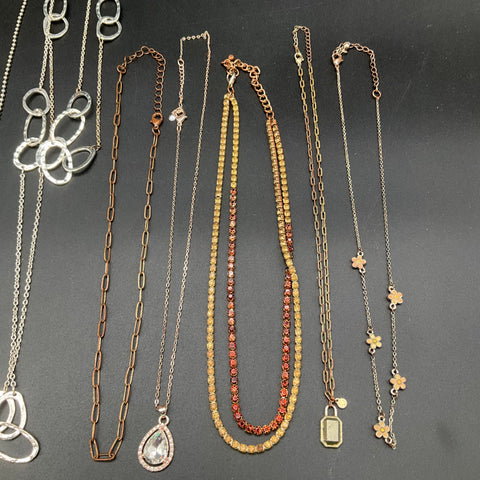 Fashion Costume Jewelry Lot of 10 Necklaces Statement Bee Rhinestones Mixed Tone