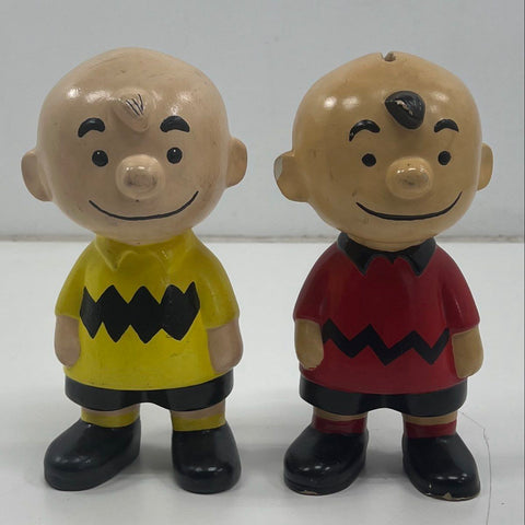Vintage Peanuts Charlie Brown Ceramic Figurine Banks Lot of 2