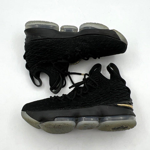 Nike LeBron 15 GS Black Metallic Gold Basketball Shoes Size 7Y